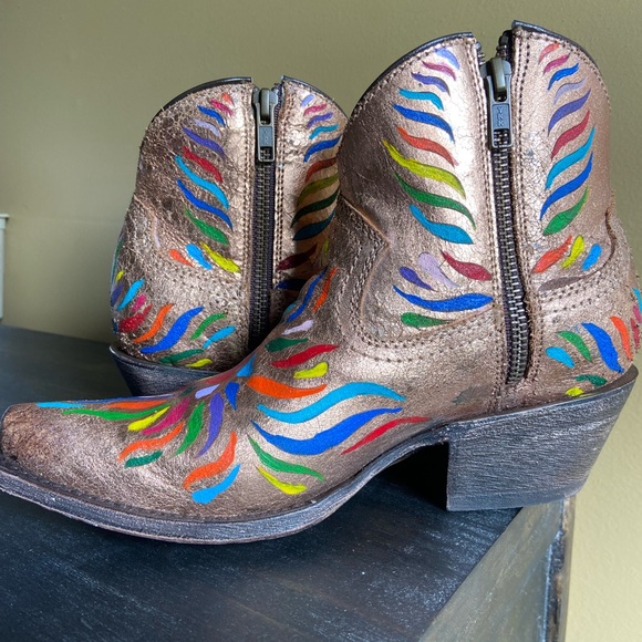 Corral Gold Genuine Leather Laser Hand Painted Cowboy Boots. FREE SHIPPING - Picture 4 of 13